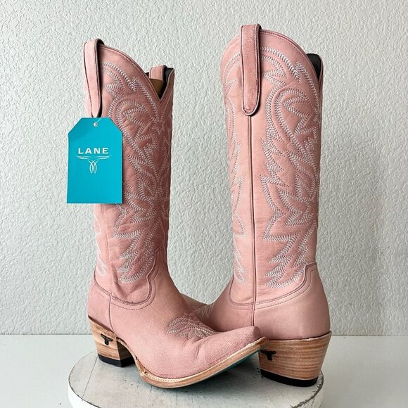 Lane Boots Shoes - NEW Lane SMOKESHOW Womens Cowboy Boots 8.5 Pink Leather Western Cowgirl 15" Tall